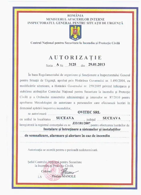 Document: IGSU — semnalizare, alarmare și alertare la incendiu