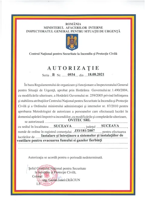 Document: IGSU — ventilare pentru evacuarea fumului